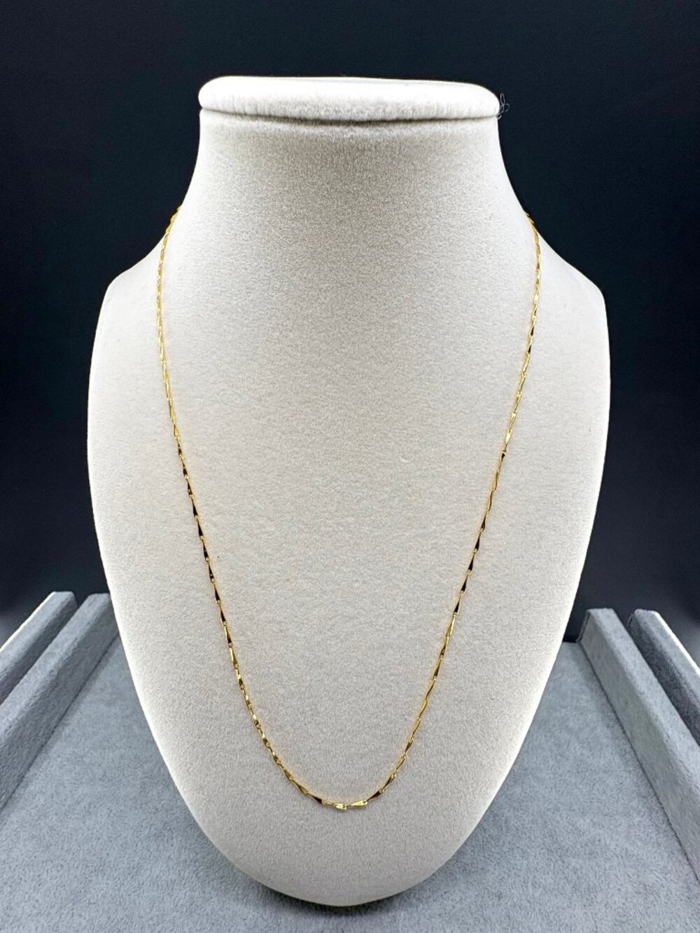 18K Gold Plated 999 Fine Silver 1mm Melon Seed Chain Necklace 50cm 20" 2.05g